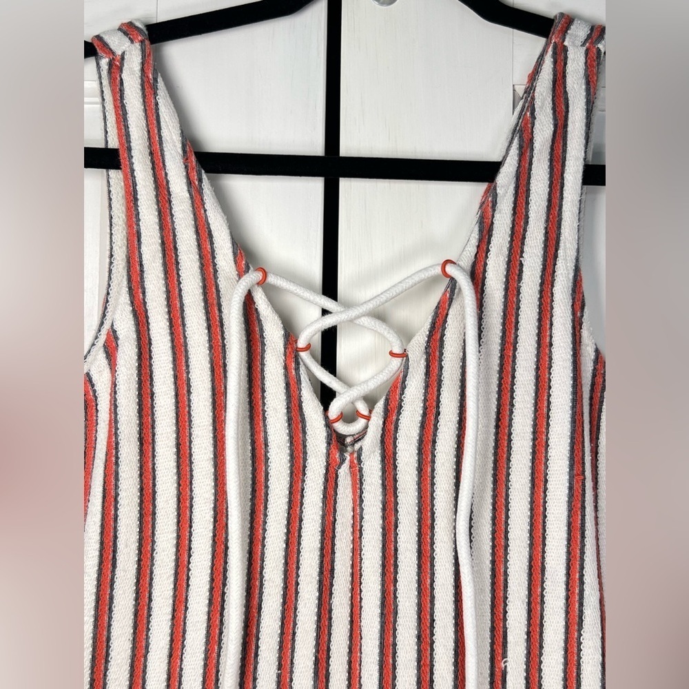Rebecca Minkhoff Monica Striped Terrycloth Lace Up Beach Coverup Dress X-small - Picture 4 of 8